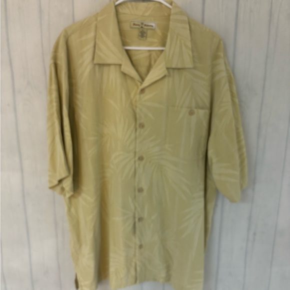 Tommy Bahama Camp Silk Shirt XL Palm Leaf Tropical Hawaiian Vacation - Picture 1 of 13